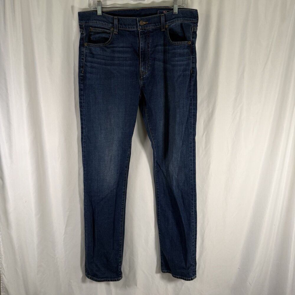 Vineyard Vines Jeans Men's 34x34 Dark Wash Blue Denim Whiskered Bootcut